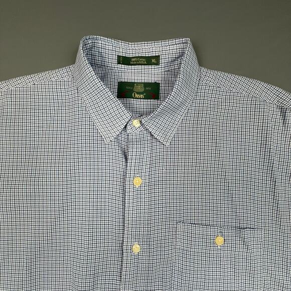 Orvis Vintage 90s XL Houndstooth Shirt USA Made - Picture 3 of 7